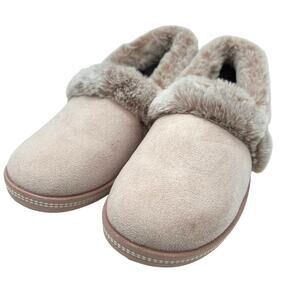 Skechers EUC Memory Foam Suede Slipper 7.5 Campfire Comfort Blush Fur Cozy House